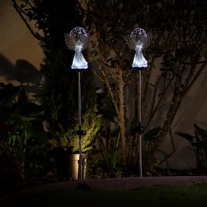37 in. Tall Solar Angel Garden Stake with Fiber Optic Wings and LED Lights, Set of 2