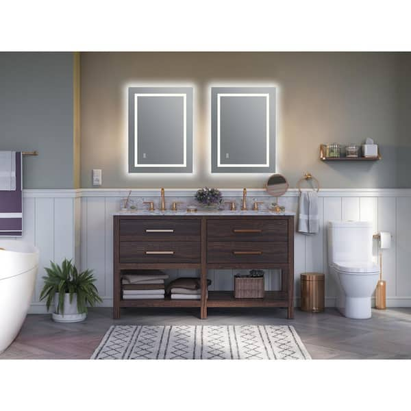 waterpar 96-in x 36-in LED Lighted Clear Rectangular Fog Free Flat  Frameless Bathroom Vanity Mirror in the Bathroom Mirrors department at