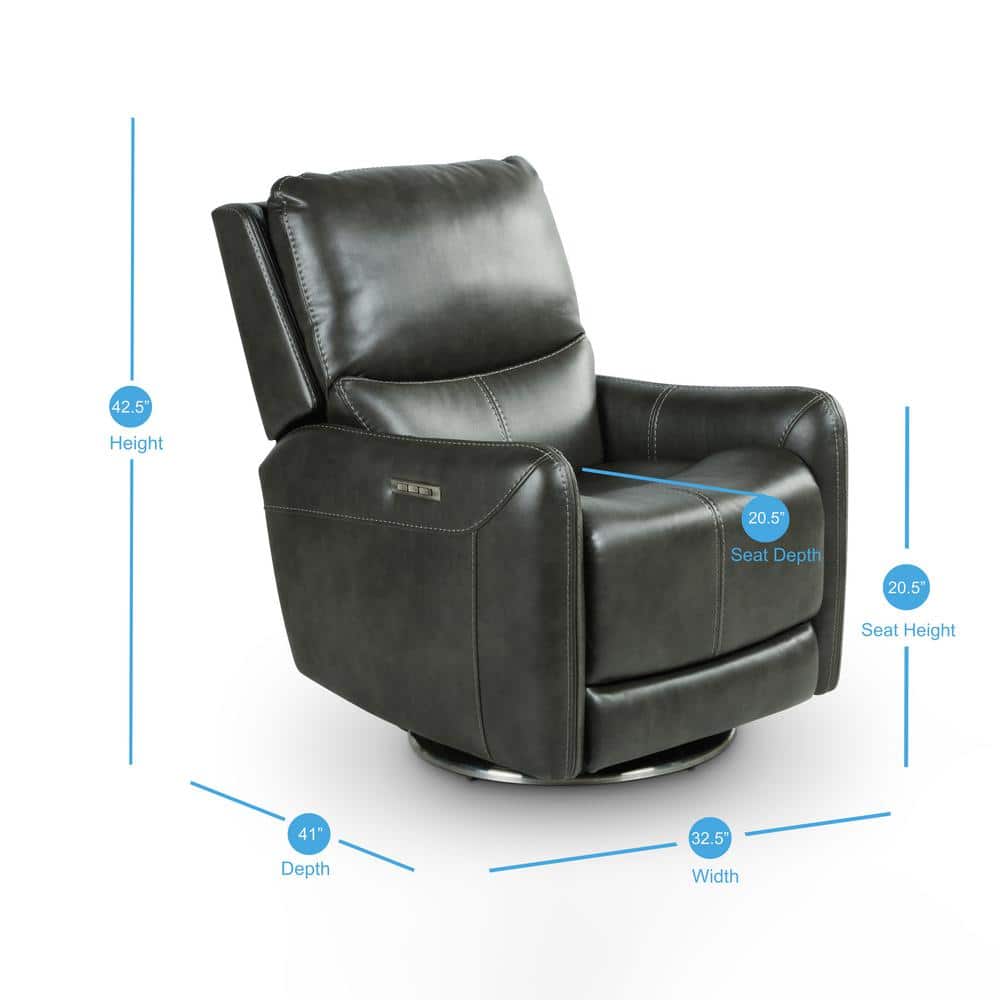 Athens Transitional Charcoal Faux Leather Swivel Recliner