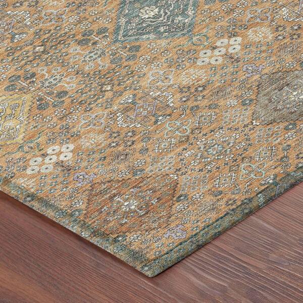 Chantille Machine Washable Indoor/Outdoor Abstract ACN2440 Copper 8 ft. x 8 ft. Round Rug