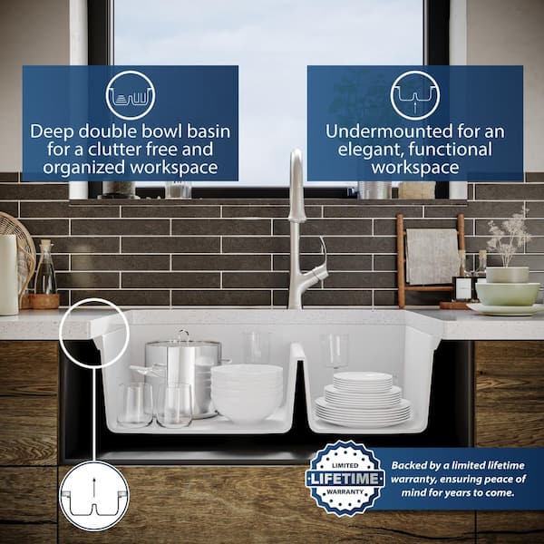 Karran Undermount Quartz Composite 32 in. 60/40 Double Bowl