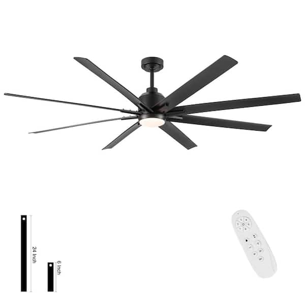 YUHAO 72 in. Integrated LED Indoor Black Windmill Ceiling Fan with DC Motor, Remote Control