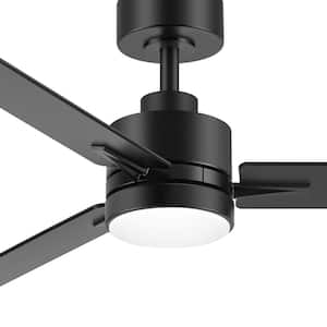 48 in. Indoor Black Ceiling Fans with Adjustable White Integrated LED with 3-Black Blades and Remote Control