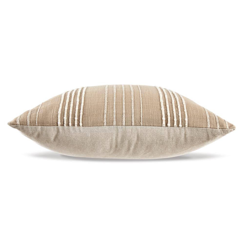 Benbert Light Brown and White Cotton Square Pillow