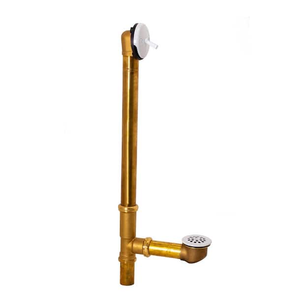 Westbrass 22 in. Brass Trip Lever Bath Waste Drain in Powder Coat White
