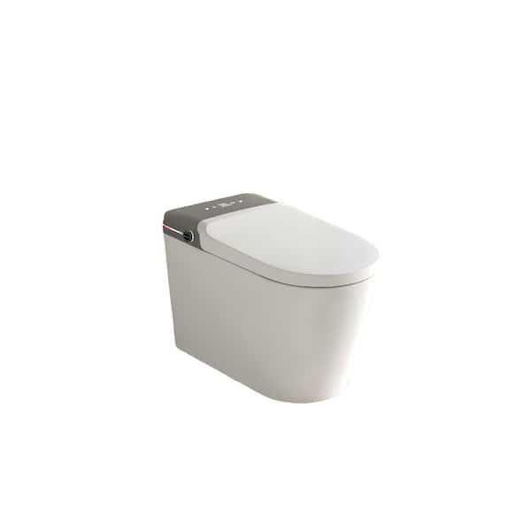 Elongated Smart Bidet Toilet 1.28 GPF in White Gray with Auto Open/Close Seat and Remote Control