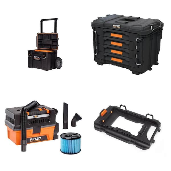 Pro Gear 25 in. Rolling Tool Box, 22 in. 4-Drawer Tool Box, 3 Gal. 5.0 Peak HP Vac and Vac-Mount Attachment Combo