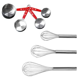 7-Piece 18/10 Stainless Steel Bake Set 3-Piece Whisks and 4-Piece Measuring Cup Set