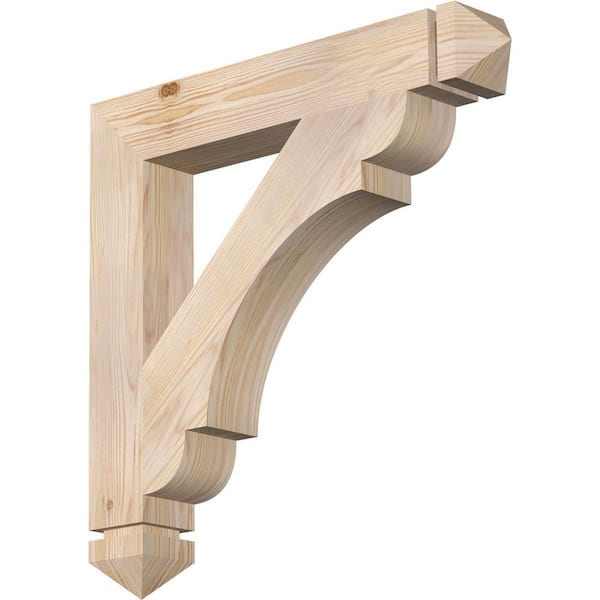 Ekena Millwork 3.5 in. x 24 in. x 24 in. Douglas Fir Olympic Arts and Crafts Smooth Bracket