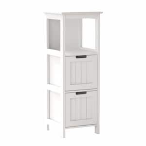 13 in. W x 13 in. D x 35.43 in. H White Linen Cabinet with 2-Drawers and 1-Storage Shelf