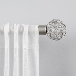 Rings 66 in. - 120 in. Adjustable 1 in. Single Curtain Rod Kit in Matte Silver with Finial