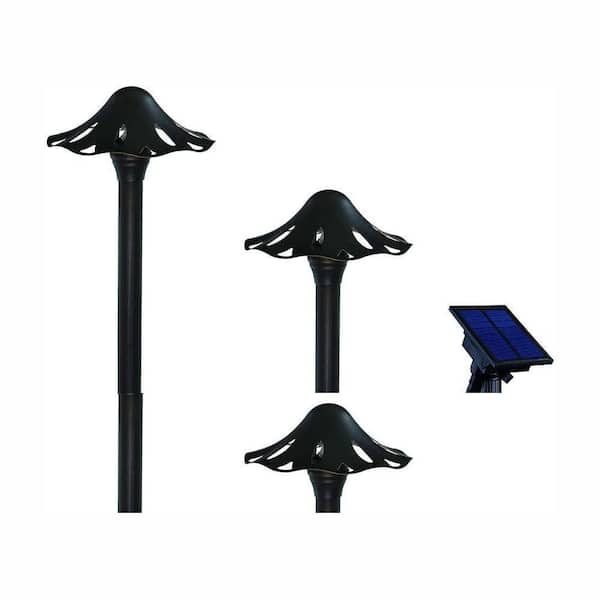 4-Pack Hampton Bay Solar Powered Black LED Cast Aluminum Path Light 4-Pack Hampton Bay Solar Powered Black LED Cast Aluminum Path Light