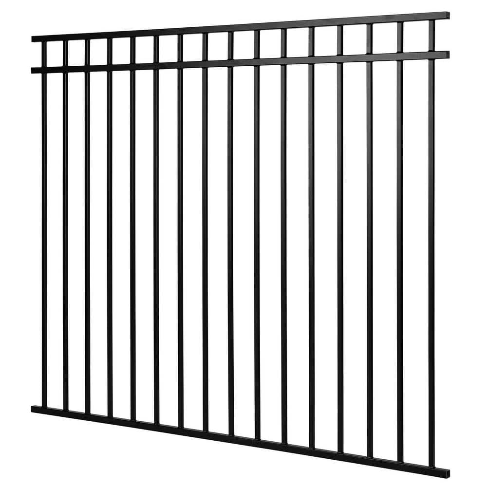 Nuvo Iron 5-ft x 6-ft Textured Black Galvanized Steel Fence Panel