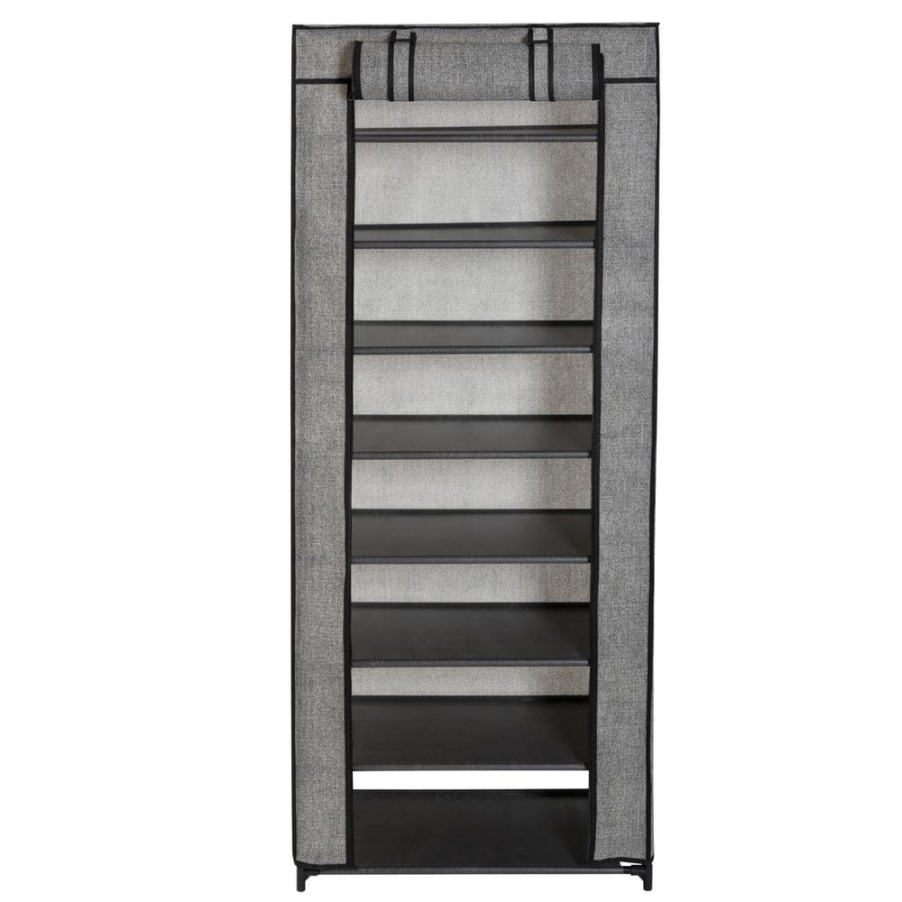 Simplify 55.12 H 24-Pair 8-Tier Black Fabric Shoe Rack