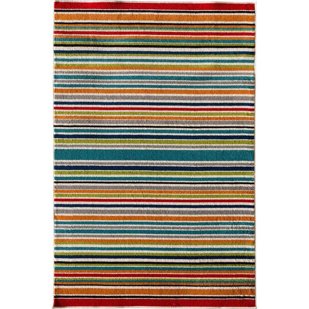 Natco Patio Brights Santee MultiColored 7 ft. x 10 ft. Striped Indoor