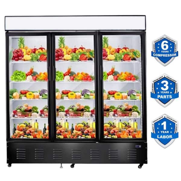 76 in. 58 cu. ft. NSF Commercial 3-Glass Door Merchandiser Display Refrigerator in White