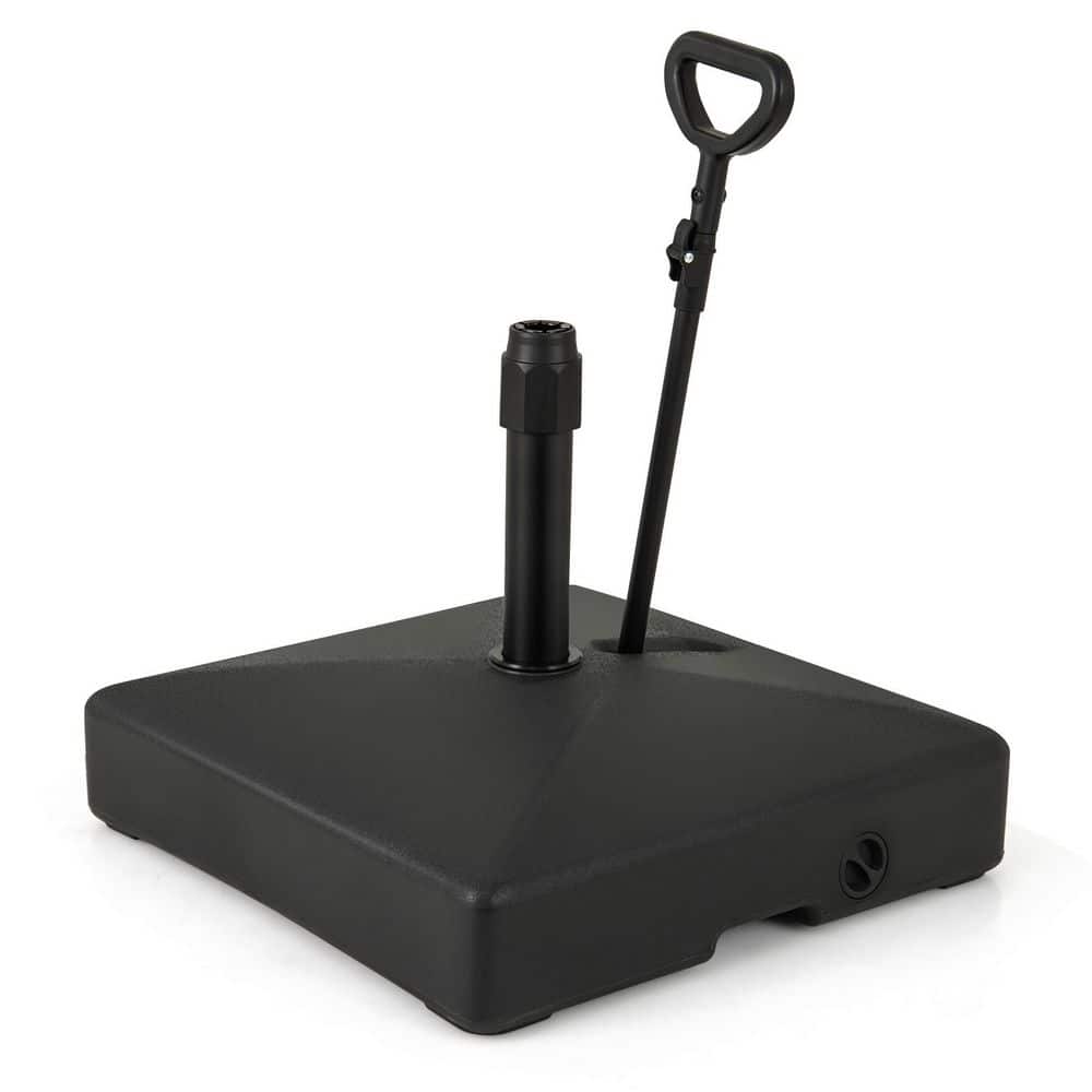 16.5 lb. HDPE Plastic Mobile Patio Umbrella Base in Black Water Sand Fillable Market Table Umbrella Stand with 3 Wheels price history on PriceWatchPro