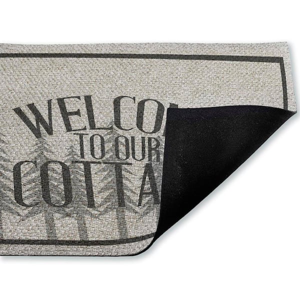 Welcome to Our Cottage Trees Gray 18 in. x 30 in. Polyester Non-Slip Outdoor Door Mat