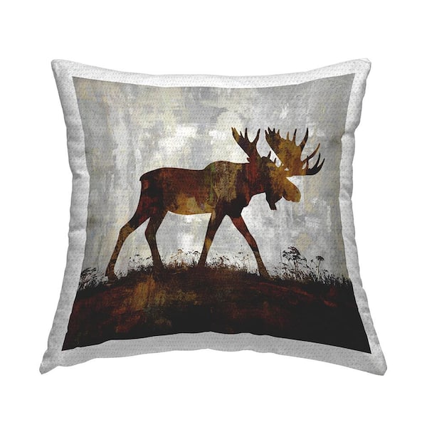 Stupell Industries Rustic Moose Woodland Animal Brown Square Outdoor Throw Pillow