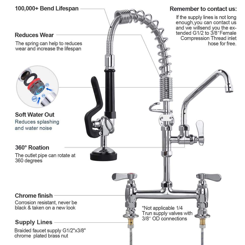 Polished Chrome Triple Handle Pull Down Kitchen Faucet