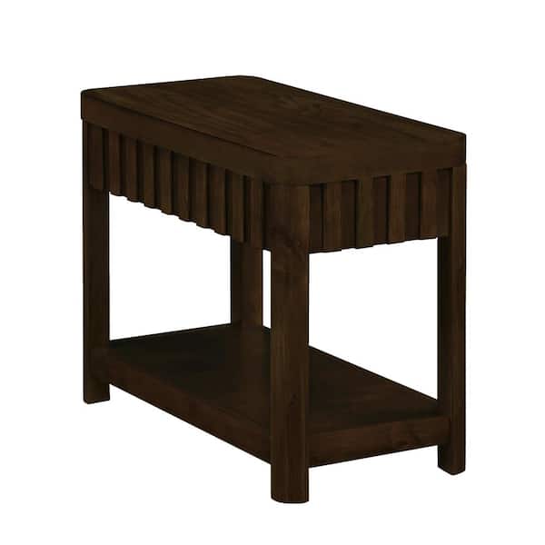Unbranded Espresso Rectangular Wood Outdoor Coffee Table, Indoor Sofa Side Table with Solid Wood Legs for Bedroom Office