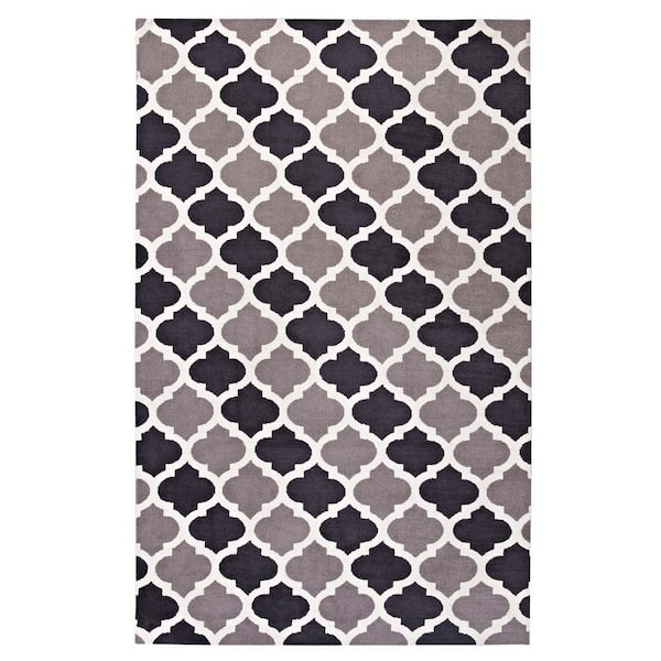 Lida 5ft. x 8ft. in Charcoal and Black Moroccan With Lattice Design Trellis Area Rug