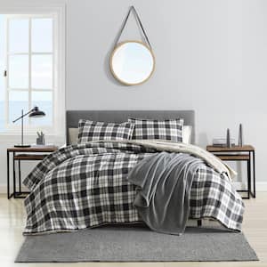 Lewes 2-Piece Dark Grey Microsuede Twin Comforter-Sham Set
