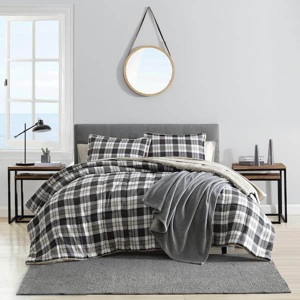 Lewes 3-Piece Dark Grey Microsuede King Comforter-Sham Set