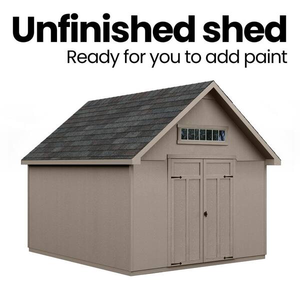 Professionally Installed Tribeca 10 ft. W x 12 ft. D Wood Shed with Transom  Window and Brown Shingles (120 sq. ft.)