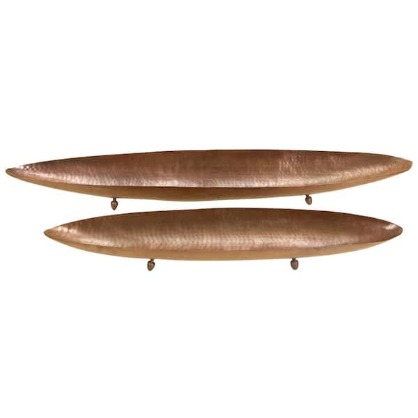 Litton Lane Brown Metal Decorative Tray (Set of 2)