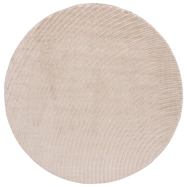 SAFAVIEH Selena 7 ft. x 7 ft. Beige Solid Wave Round Area Rug