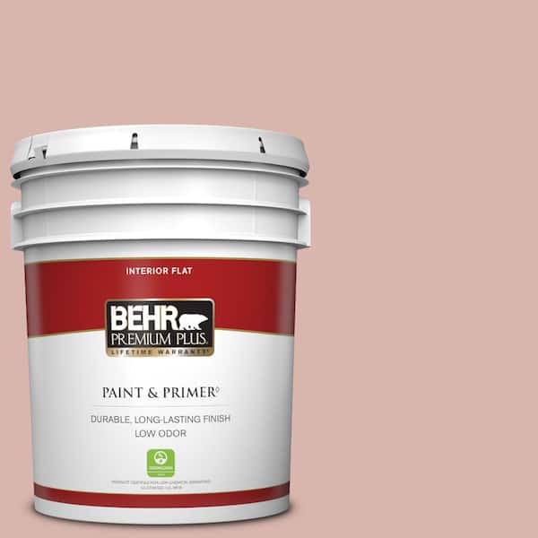 BEHR PREMIUM PLUS 5 gal. #170E-3 Bridal Rose Flat Low Odor Interior Paint & Primer