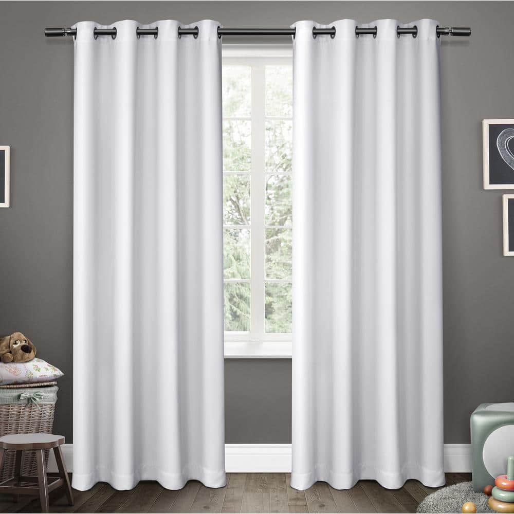 Exclusive Home Winter White Sateen Solid 52 In W X 84 L Noise Cancelling Thermal Grommet Blackout Curtain Set Of 2 Ek8013 01 84g The
