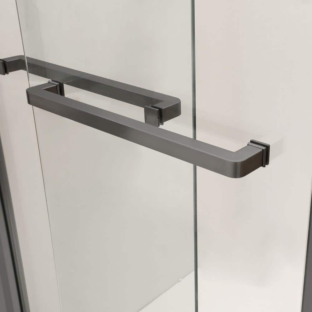 48" Matte Black Semi Frameless Sliding Shower Door