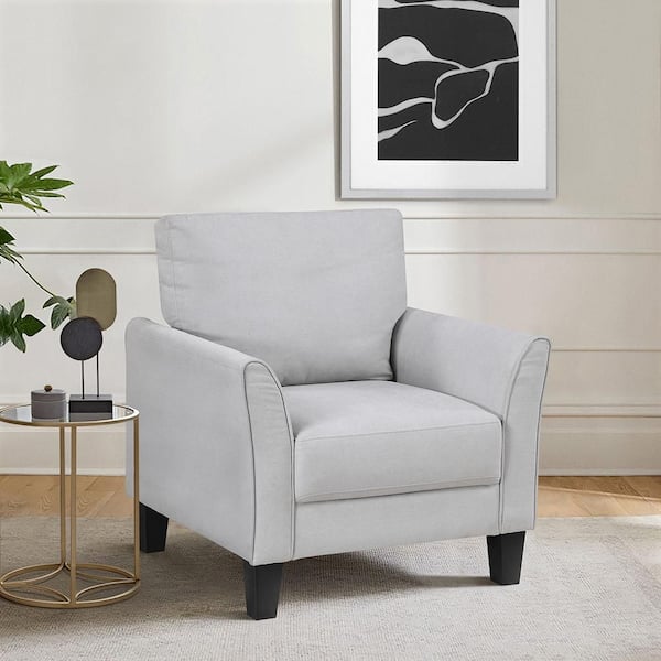 Lazzara Tesoro Gray Textured Fabric Upholstery Arm Chair