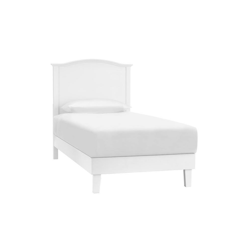 Stylewell Colemont White Wood Twin Bed, Modern White Twin Bed