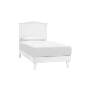White Frame Colemont Wood Twin Bed with Curved Headboard Platform Bed (40.43 in. W x 48 in. H)