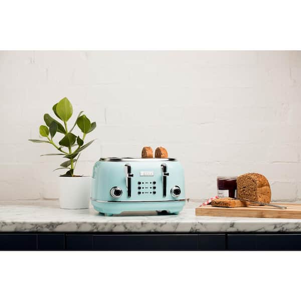 HADEN Heritage 1500-Watt 4-Slice Turquoise Wide Slot Retro Toaster