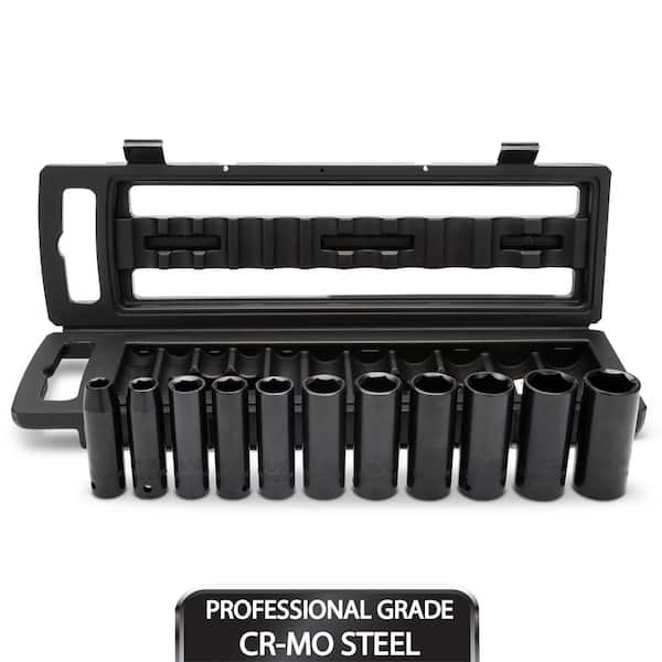 1/2 in. Drive Metric 6-Point Impact Socket Set with Storage Case (11-Piece)