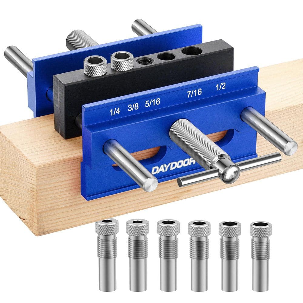 Blue Large Self Centering Doweling Jig, Dowel Jig for Straight Holes, Biscuit Joiner Set with 6 Bushings, 3 Drill Bit price history on PriceWatchPro