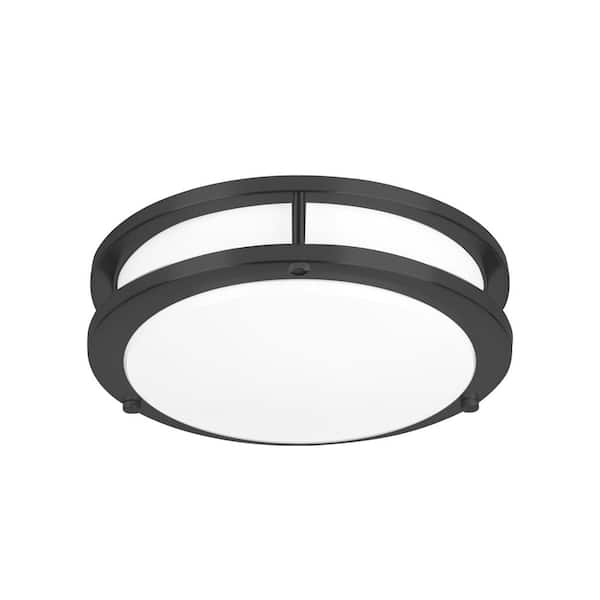Hukoro Hanz 10 in. Matte Black Selectable LED 2700K, 3000K, 3500K, 4000K, 5000K Flush Mount Ceiling Light