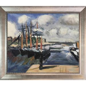 Four Boats Side by Side in Harbor by Henri Matisse Champagne Scoop Swirl Framed Nature Art Print 25 in. x 29 in.