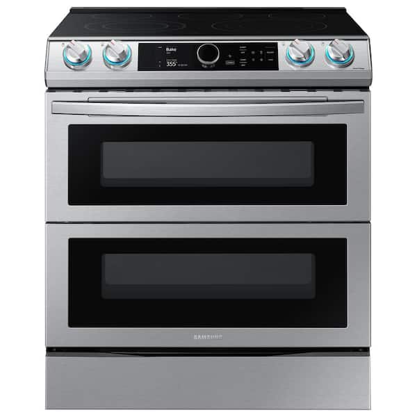 Samsung 30 in. 6.3 cu. ft. Flex Duo Slide-In Electric Range with Smart Dial and Air Fry in Fingerprint Resistant Stainless Steel