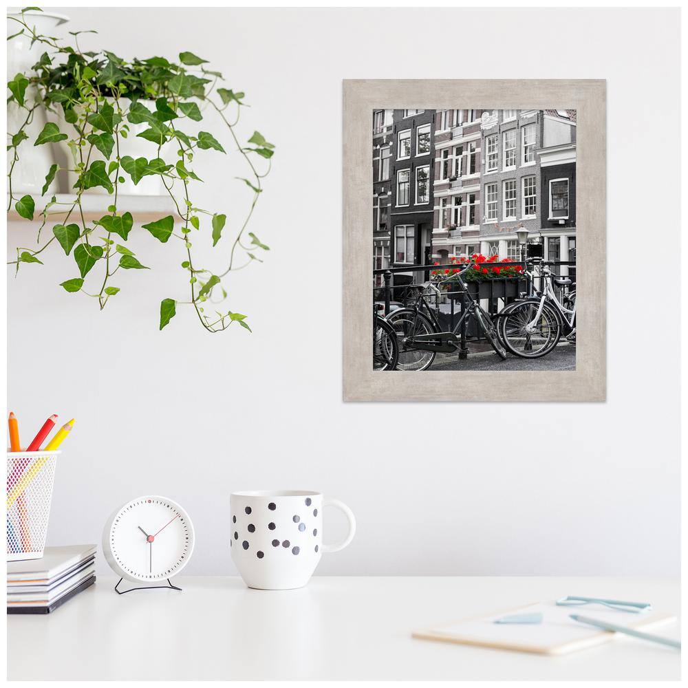 Classic 11x14 Marred Silver Wood Wall Picture Frame