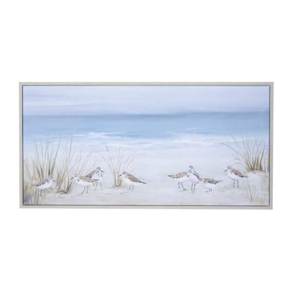 Blue Polystone Coastal Framed Abstract Wall Art 28 in. x 55 in. .