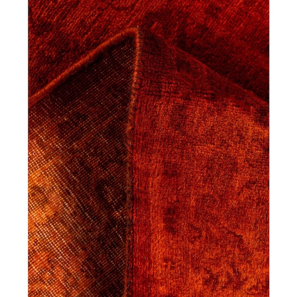 Overdyed Orange 3 ft. x 10 ft. Solid Wool Indoor Runner Rug