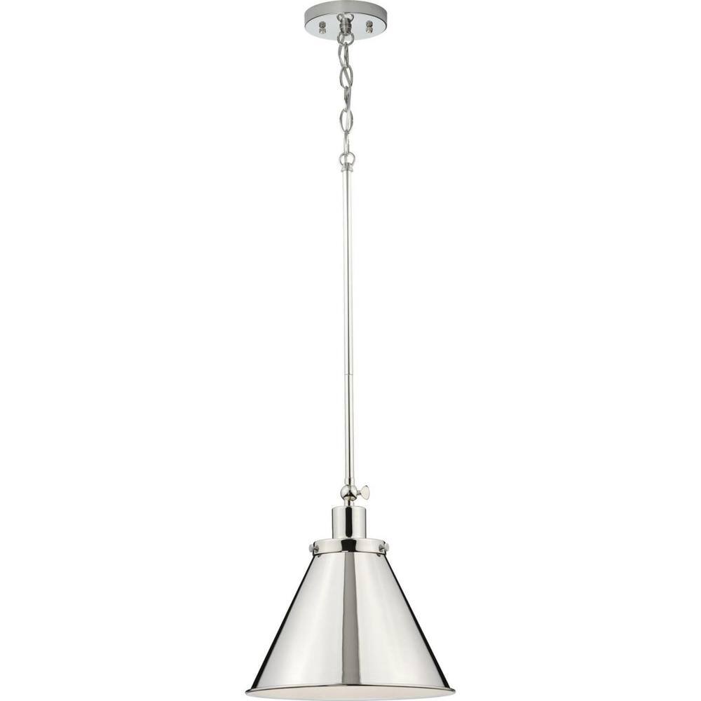 Hinton 12" Polished Nickel Vintage Glass Pendant Light