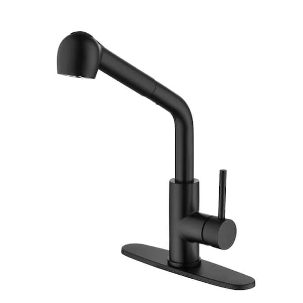 Utopia 4niture Zayd Single Handle Kitchen Sink Faucet with Pull Down Sprayer in Matte Black