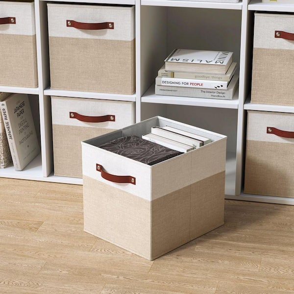 Ornavo Home Beige 13 in. x 15 in. x 13 in. Linen Fabric Decorative