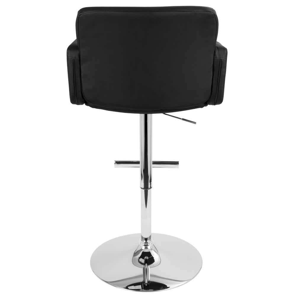 Black Adjustable Swivel Bar Stool with Chrome Base